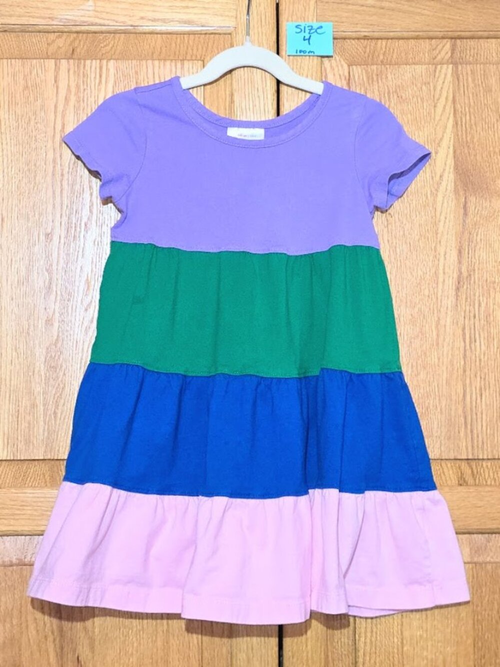Hanna Andersson Girls Size 4 Colorblock Tiered Twirl Dress Purple Blue